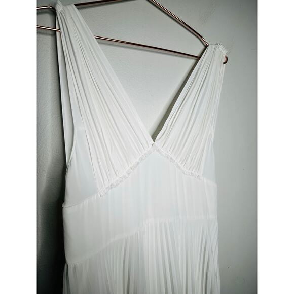 TOME White Pleated V-Neckline Sleeveless Midi Dress size 6 - Picture 9 of 13
